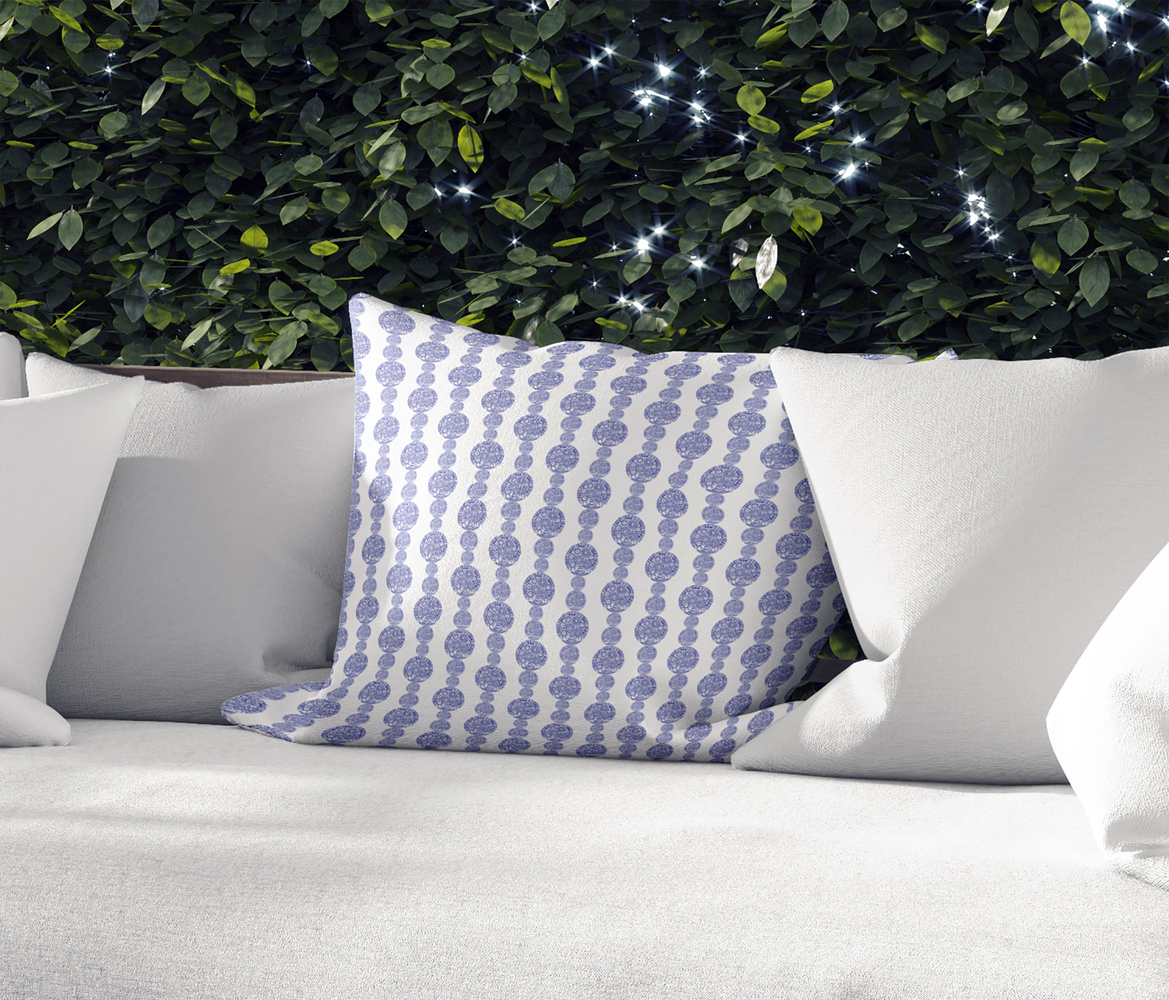 Grace Cobalt Blue On White Outdoor Pillow by Kavka Designs