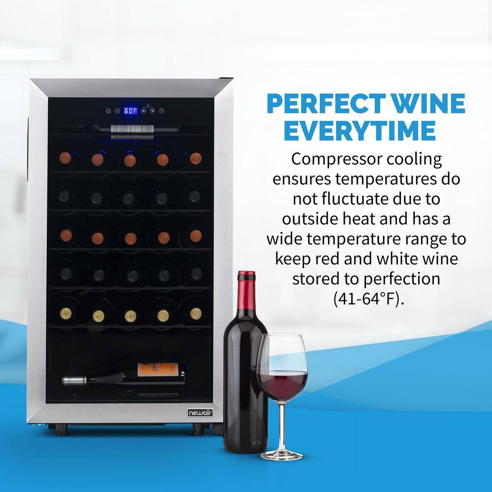 NewAir 19 in. 33-bottle Freestanding Compressor Wine Fridge NWC033SS01