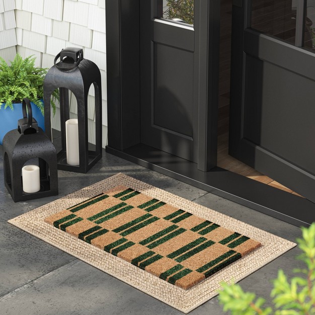 Blocks Rectangular Outdoor Door Mat Green