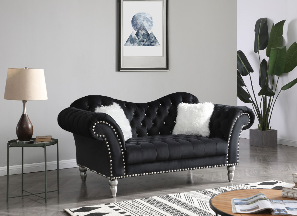 Wilshire Sweetheart Back Tufted Loveseat   Traditional   Loveseats   by Glory Furniture  Houzz