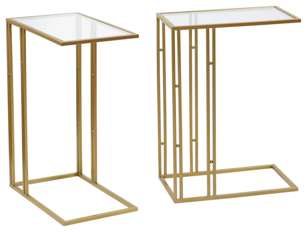 Antique Gold End or Side Table  Clear Glass   Contemporary   Side Tables And End Tables   by Lighting New York  Houzz