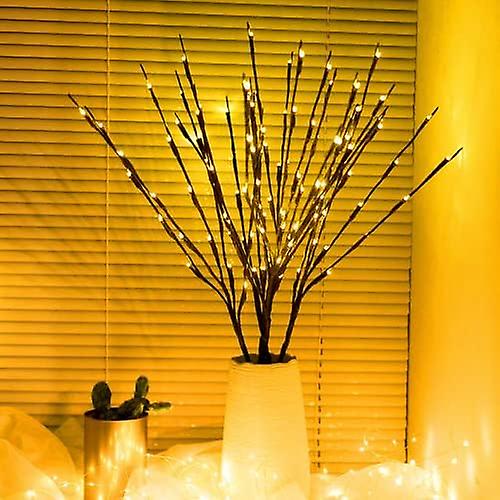 2 Pack LED Branch Lights - Battery Operated Willow Tree Twig Lights - Warm White（4 Pack）