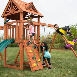 Swing-N-Slide Playsets Professionally Installed Sky Tower Plus Complete Wooden Outdoor Playset with Monkey Bars and Swing Set Accessories 6037