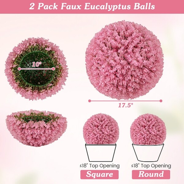 17.5 Inch 2 Pack Faux Eucalyptus Decorative Balls with 7 Layers Leaves