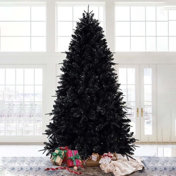 7.5ft PreLit Black Full Halloween Xmas Artificial Christmas Tree