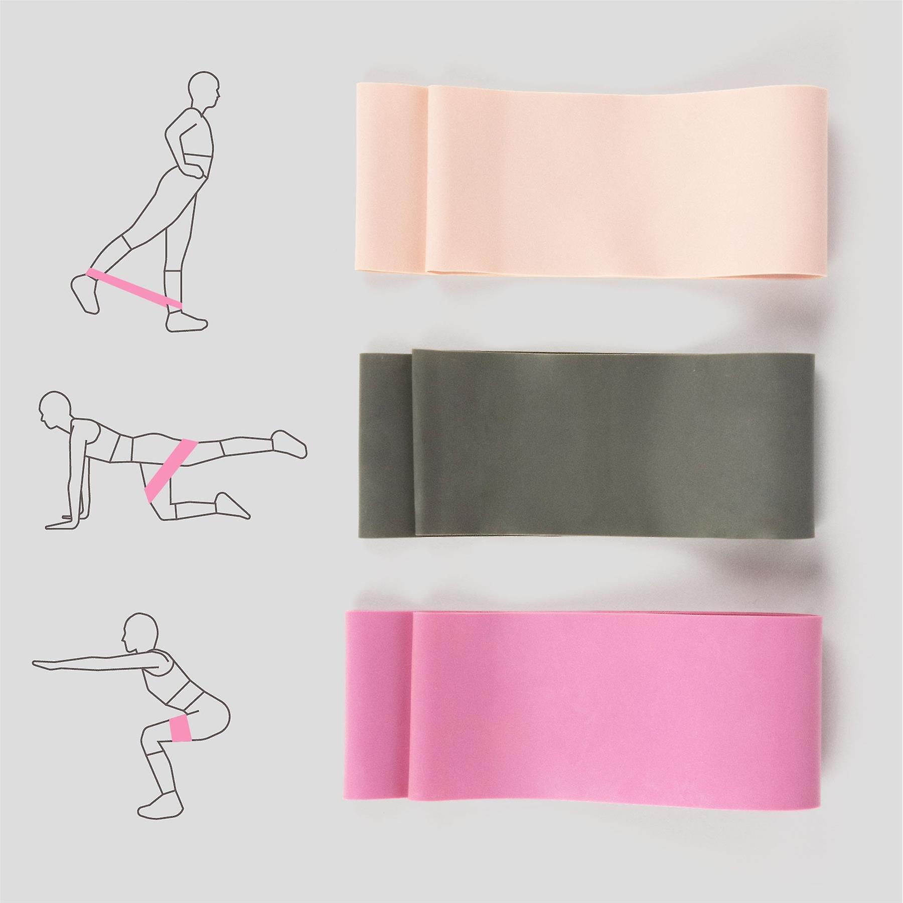 Phoenix Fitness Resistance Bands - Set of 3 Non-Slip Loop Stretch Bands for Exercise and Yoga Workout for Legs， Hips and Glutes - Pink
