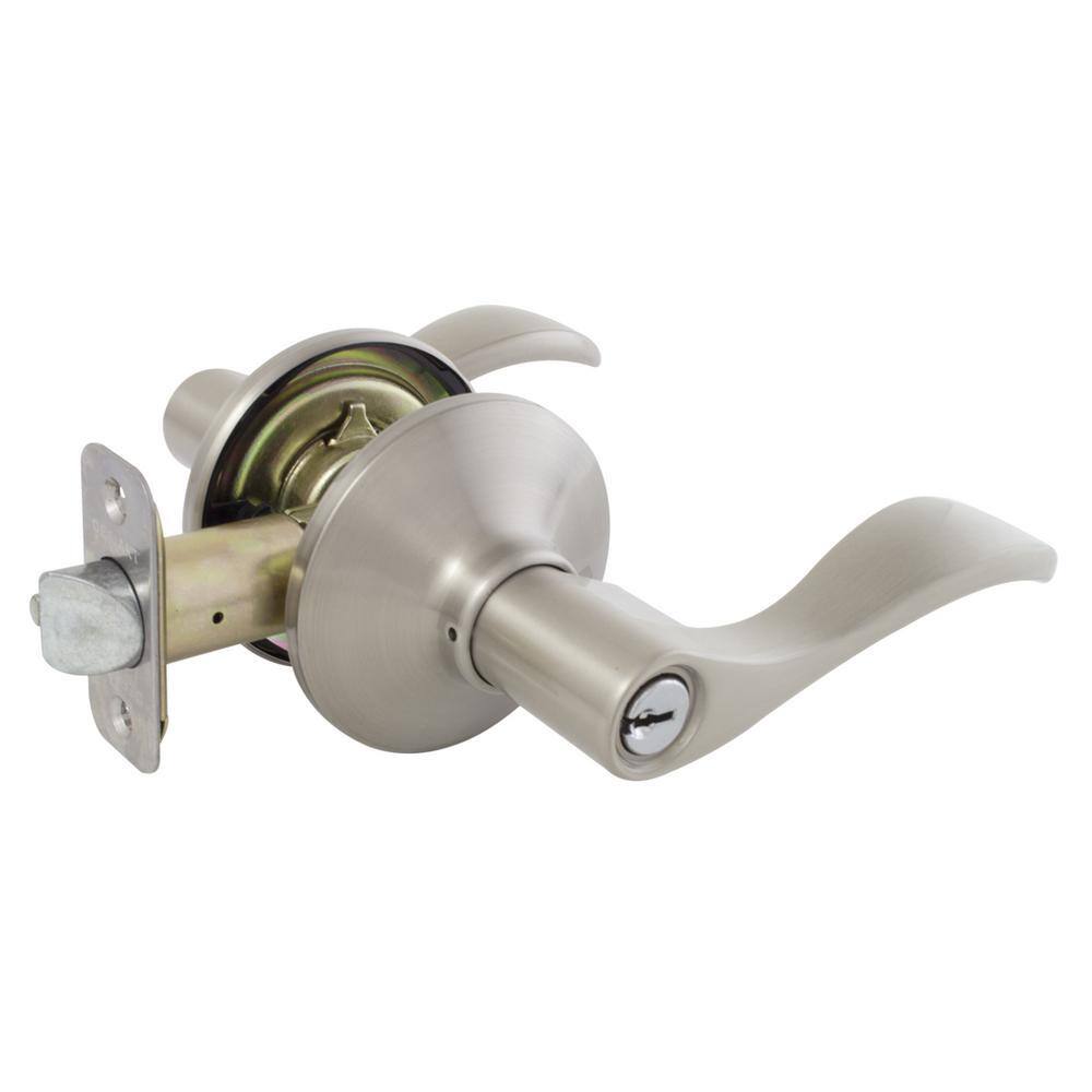 Defiant Naples Satin Nickel Modern Keyed Entry Door Lever Handle LYEX200B