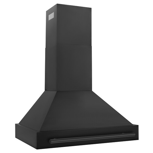 ZLINE Black Stainless Steel Range Hood with Black Stainless Steel Handle