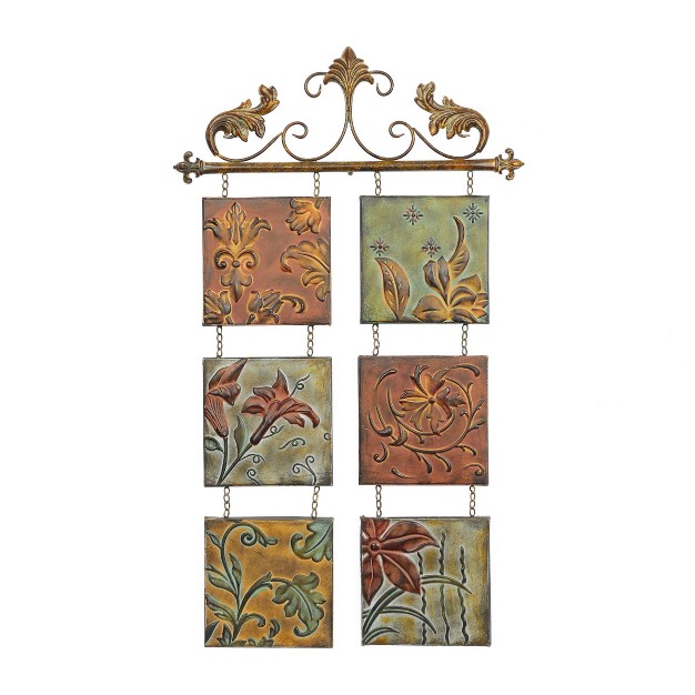 Metal Floral 6 Suspended Panels Wall Decor With Embossed Details Olivia amp May