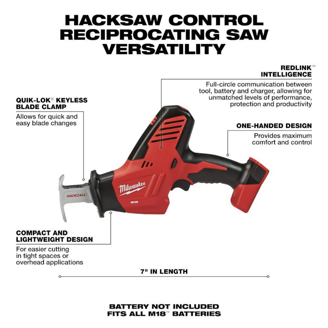 Milwaukee M18 18V Lithium-Ion Cordless Hackzall Reciprocating Saw with M18 Starter Kit