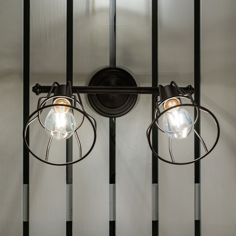 Clybourn Adjustable Wire Cage Bathroom Wall Fixture   Industrial   Outdoor Wall Lights And Sconces   by Vaxcel  Houzz