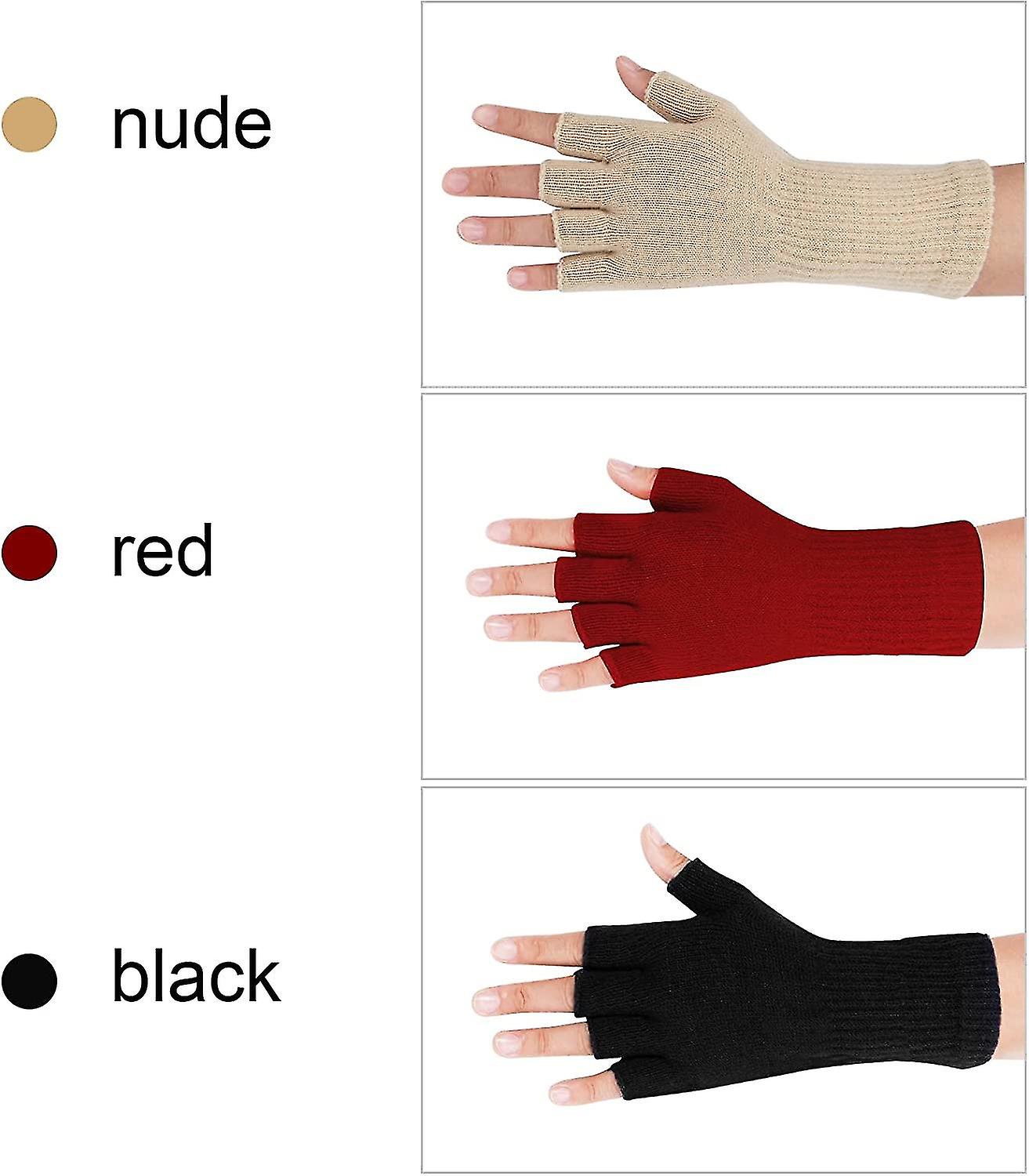 3 Pairs Fingerless Gloves For Women Men Half Finger Gloves Winter Lightweight