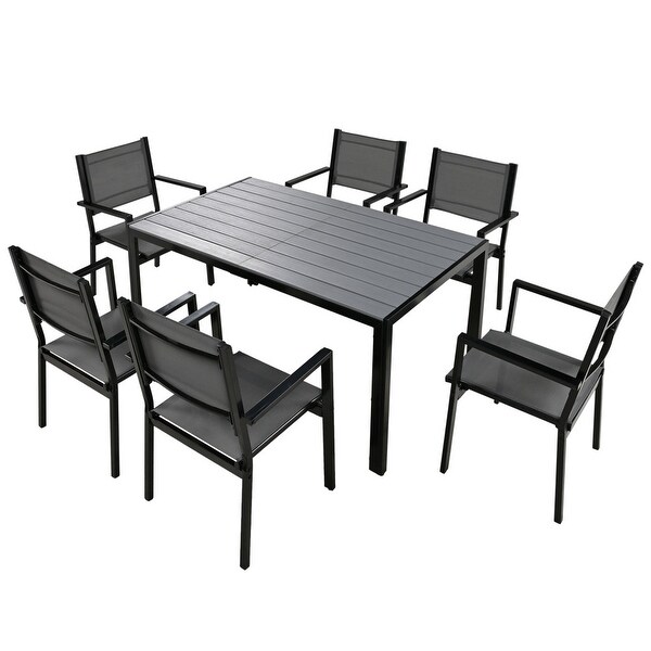 Black 58.30 in. W Steel Outdoor Table and Chair Set