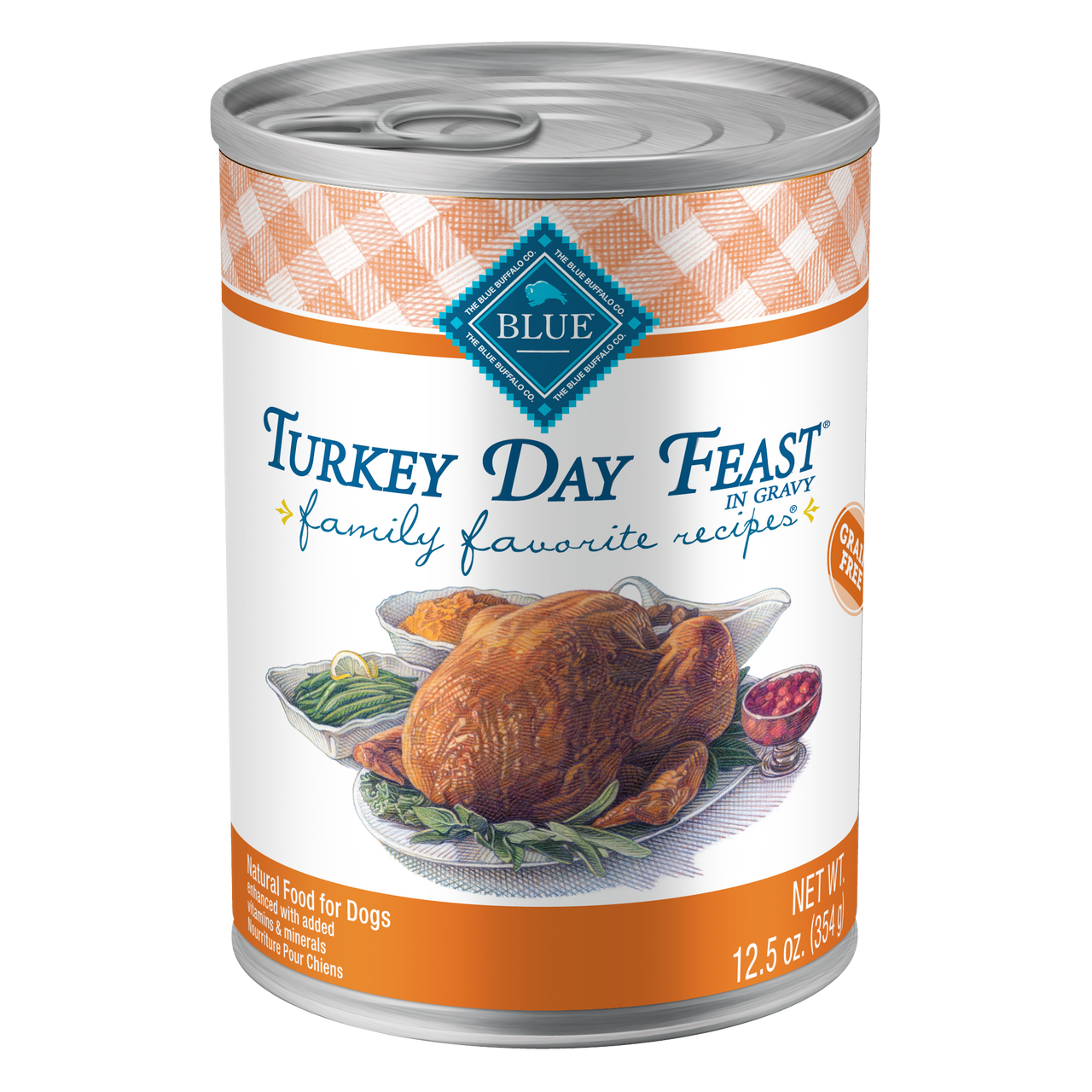 Blue Buffalo Family Favorites Turkey Day Feast Canned Dog Food， 12.5 Oz.