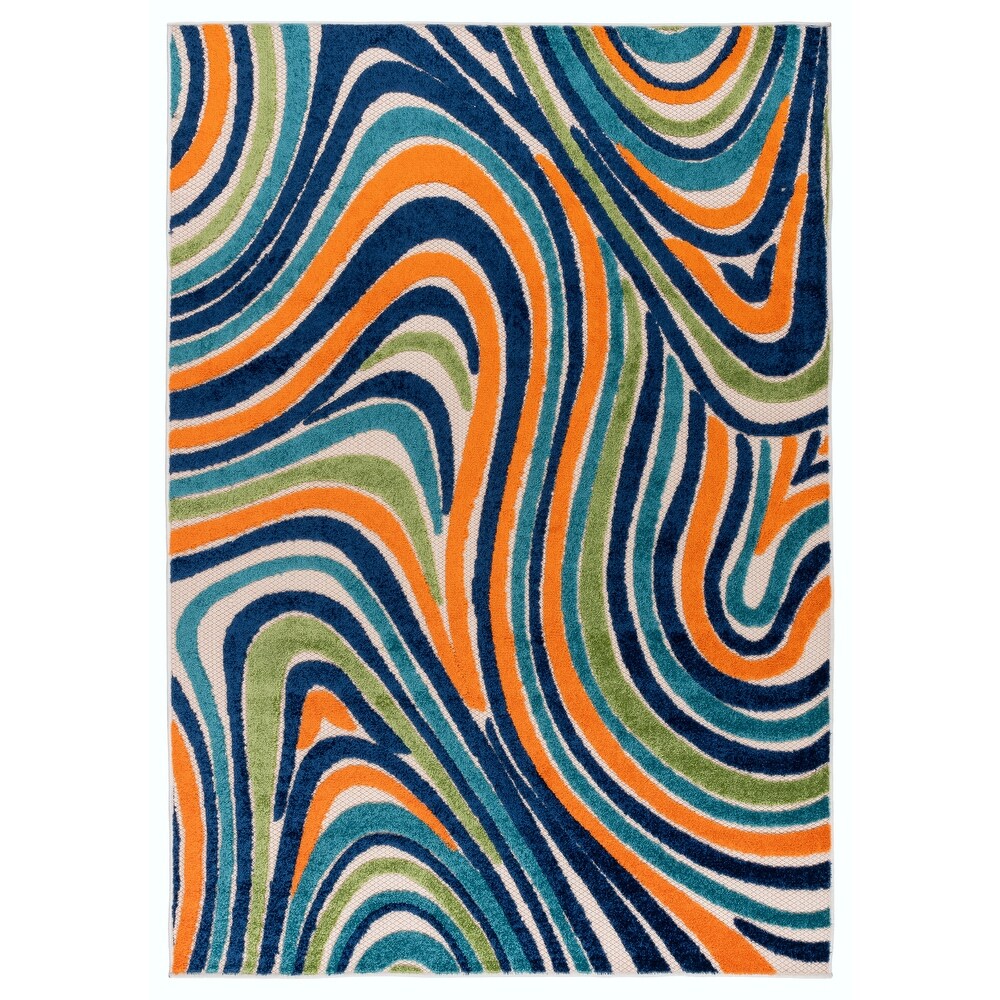 World Rug Gallery Modern Waves Indoor/Outdoor Area Rug