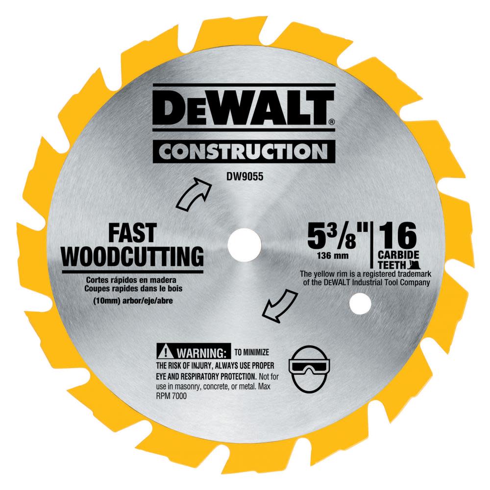 DW 5-3/8-in 16T Carbide Saw Blade (Fast Woodcutting) DW9055 from DW