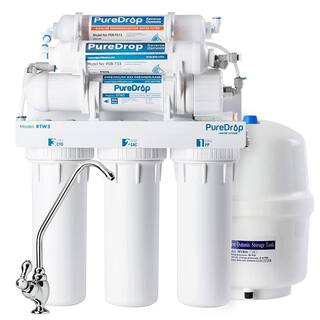 PureDrop RTW5AK Reverse Osmosis Alkaline Water Filtration System 6 Stage pH+ Alkaline Remineralization Under Sink with Faucet RTW5AK