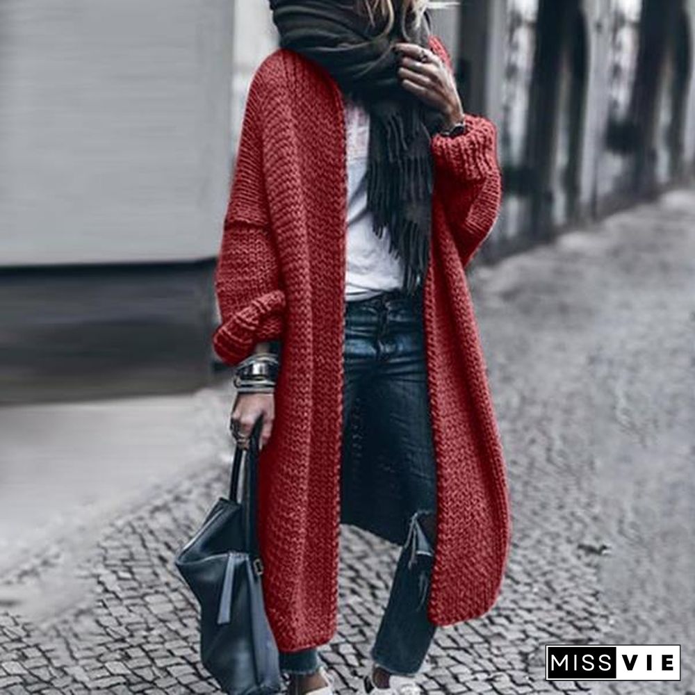 Casual Loose Long-Sleeved Knitted Cardigan