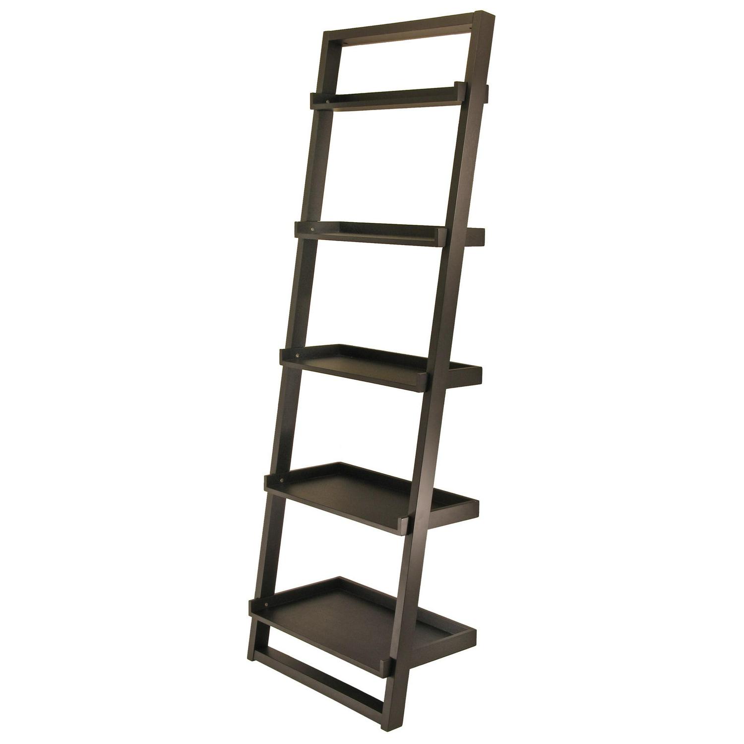 Winsome Wood Bailey 5-Tier Leaning Shelf， Black Finish