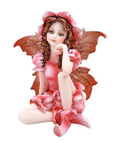 Ebros Miniature Fairy Garden Statue Pink Periwinkle Flower Fairy Figurine 3