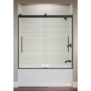 KOHLER Elmbrook 59.625 in. x 61.5625 in. Frameless Sliding Bathtub Door in Matte Black K-706853-8L-BL