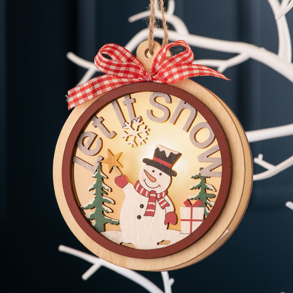 Belleek Living Let it Snow LED Wooden Ornament