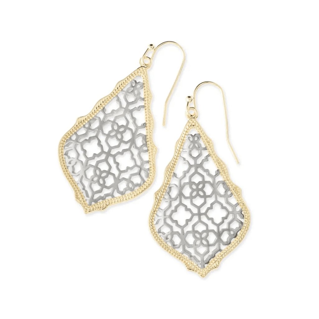 Kendra Scott  Addie Gold Drop Earrings In Silver Filigree Mix