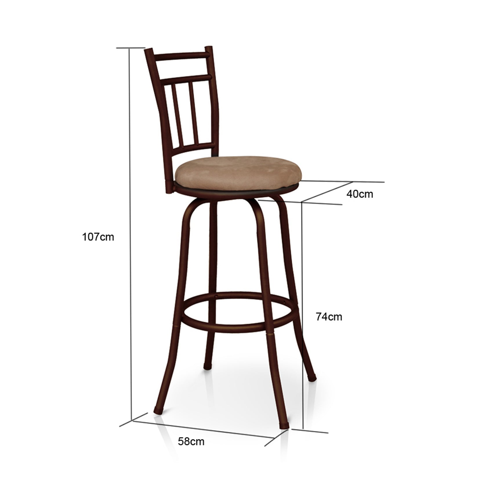 iKayaa Swivel Barstool with Backrest YT16004 Metal Frame Home Kitchen Dining Chair Foam Padded Bar Stool 120KG Capacity