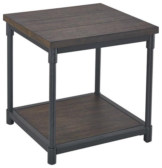 Steve Silver Prescott Smokey Oak and Black Metal End Table   Industrial   Side Tables And End Tables   by Homesquare  Houzz