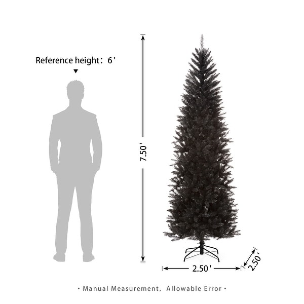 Glitzhome 7.5FT/9FT Black/Silver Unlit Tinsel Artificial Christmas Trees