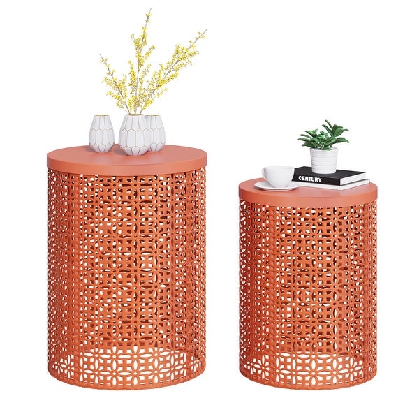 Nesting Side Table Set of 2 Accent Table Garden Modern End Table