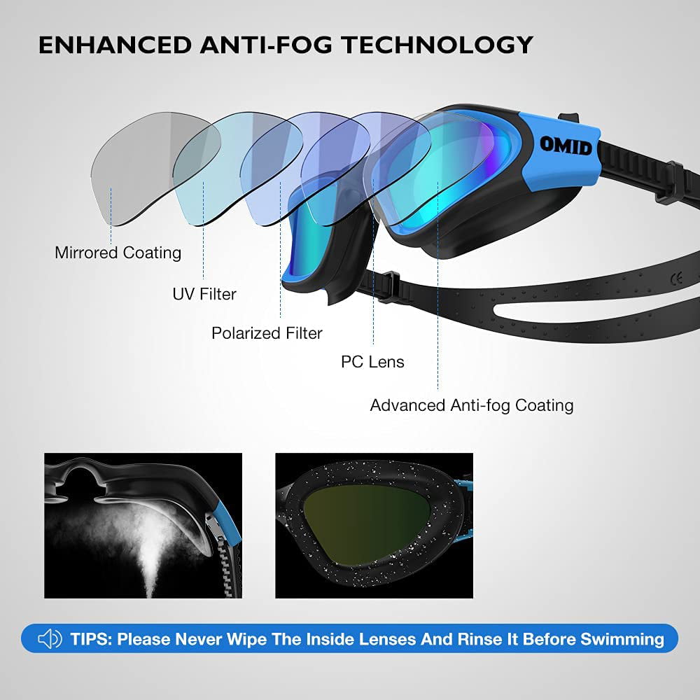 Gowinsee Swim Goggles, Comfortable Polarized Anti-Fog Swimming Goggles for Adult