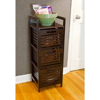 Eccostyle 37 in Solid Bamboo Espresso 3 Slatted Drawer Storage Tower CAEKN0054ES3