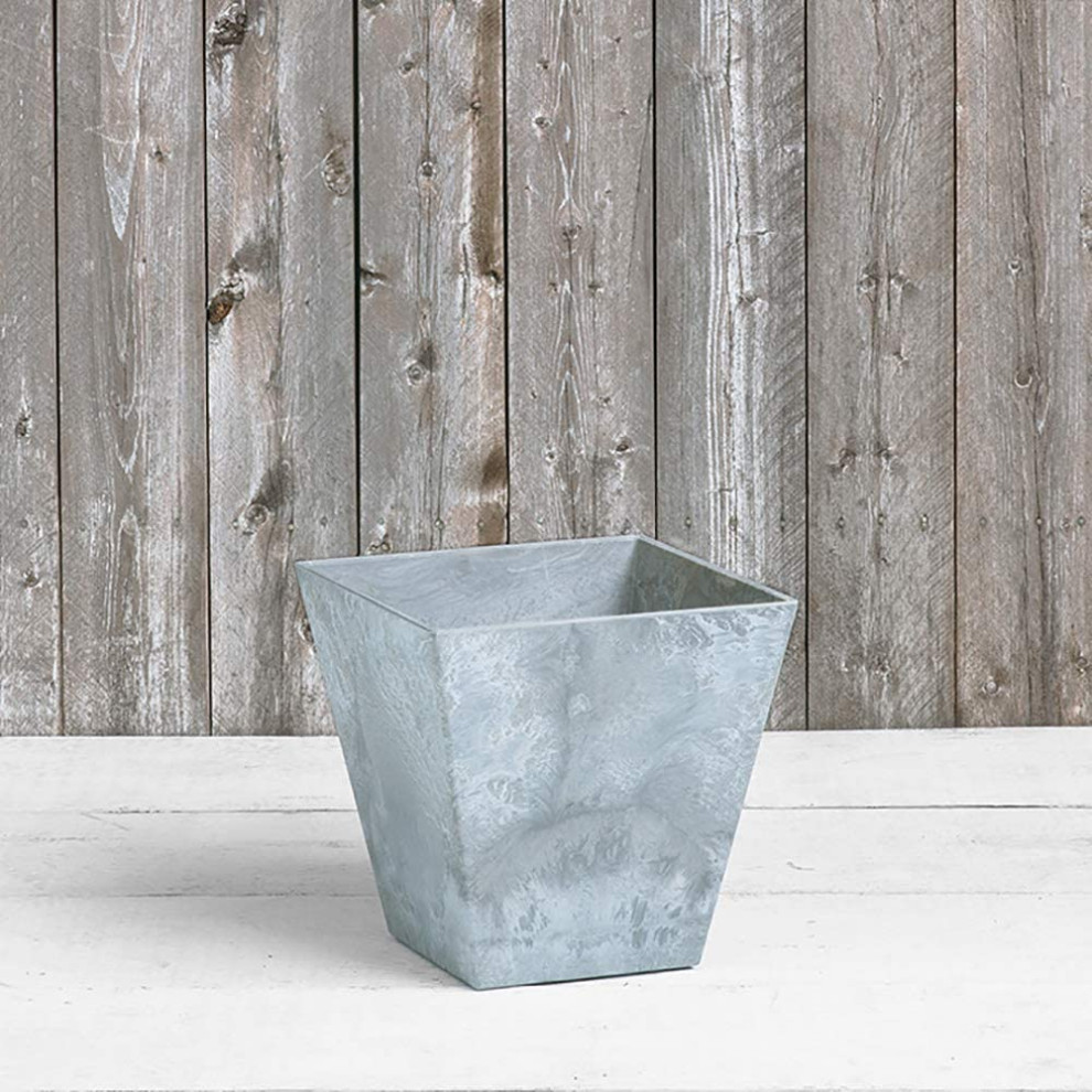 Novelty   35120 Ella Square Self Watering Planter  Grey 12   Contemporary   Outdoor Pots And Planters   by Esbenshades Greenhouses  Houzz