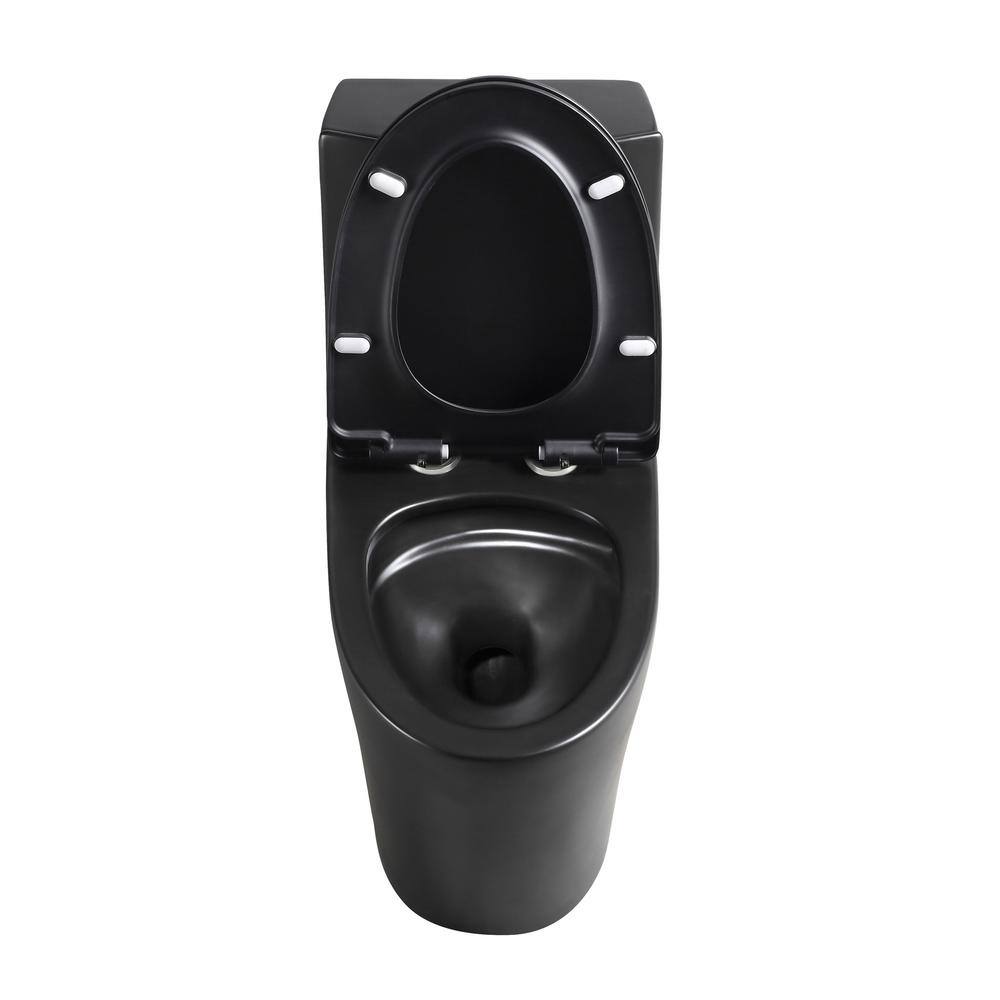 Whatseaso 12 in. Rough-In 1-piece 1.11.6 GPF Dual Flush Round Toilet in Black Seat Included AUN-110511121