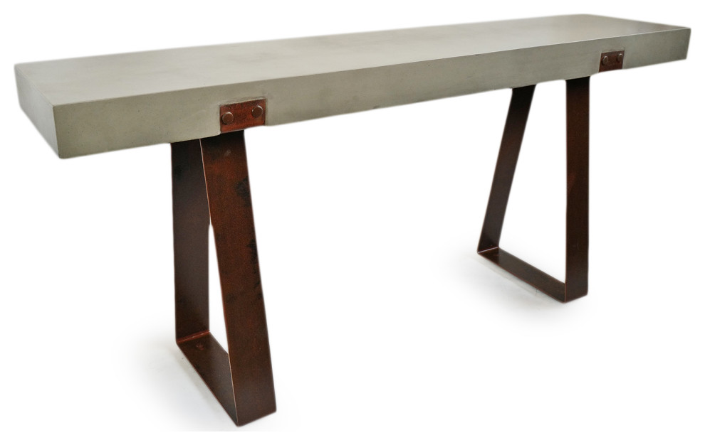 Outdoor Cement  ampIron Console   Industrial   Console Tables   by Design Mix Furniture  Houzz