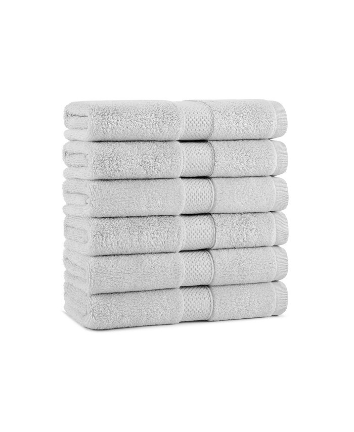 Aston and Arden Aston and Arden Egyptian Cotton Luxury Hand Towels (Pack of 6) 600GSM Seven Color Options Jacquard Dobby Border 16” x 30”