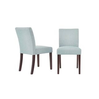 StyleWell Banford Charleston Blue Upholstered Dining Chair with Sable Brown Wood Legs (Set of 2) Lowe DC SC