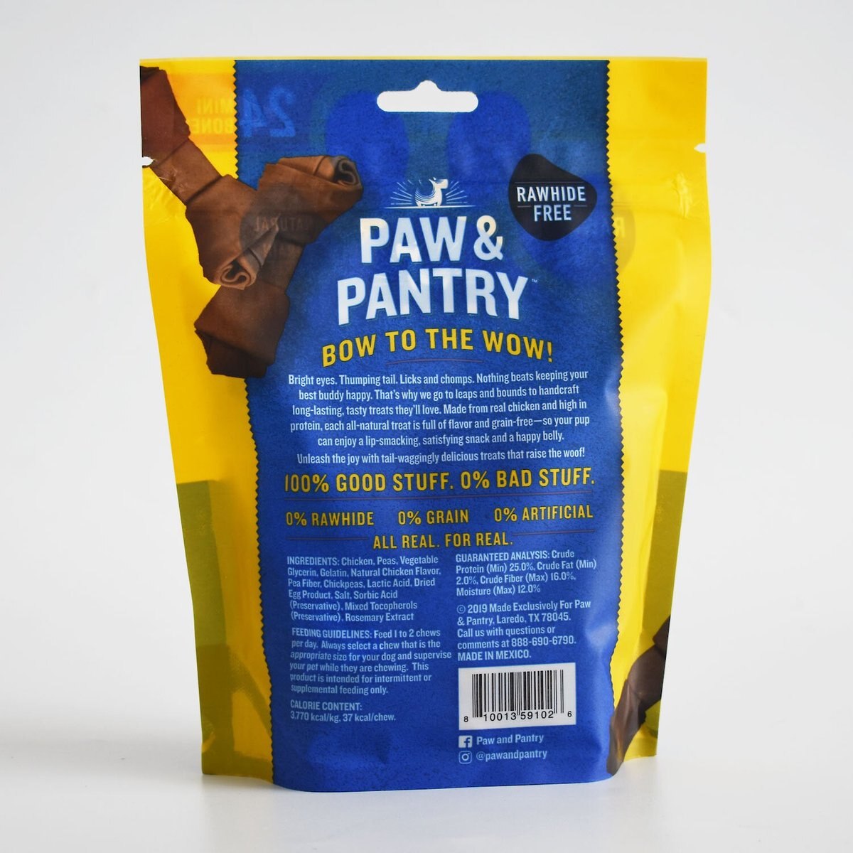 Paw and Pantry Mini Bones Chicken Grain-Free Dog Treats， 24 count