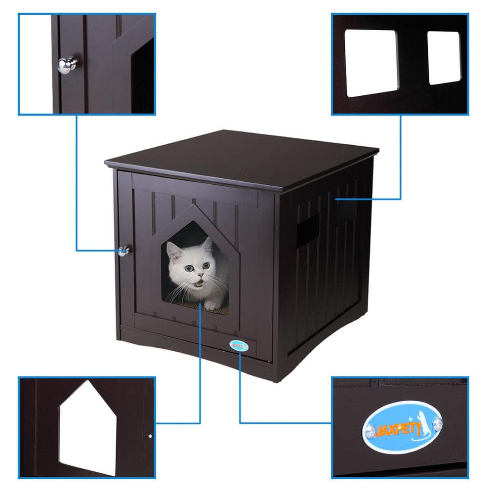 COZIWOW Wooden Cat House and Litter Box Enclosure Nightstand with 4 Vents, Brown CW12G0310