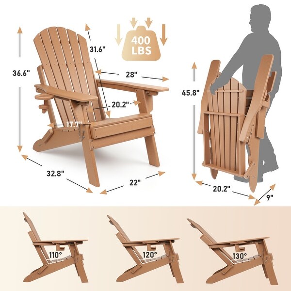 Vrakae Adjustable and Folding Adirondack Chair with Cup Holder