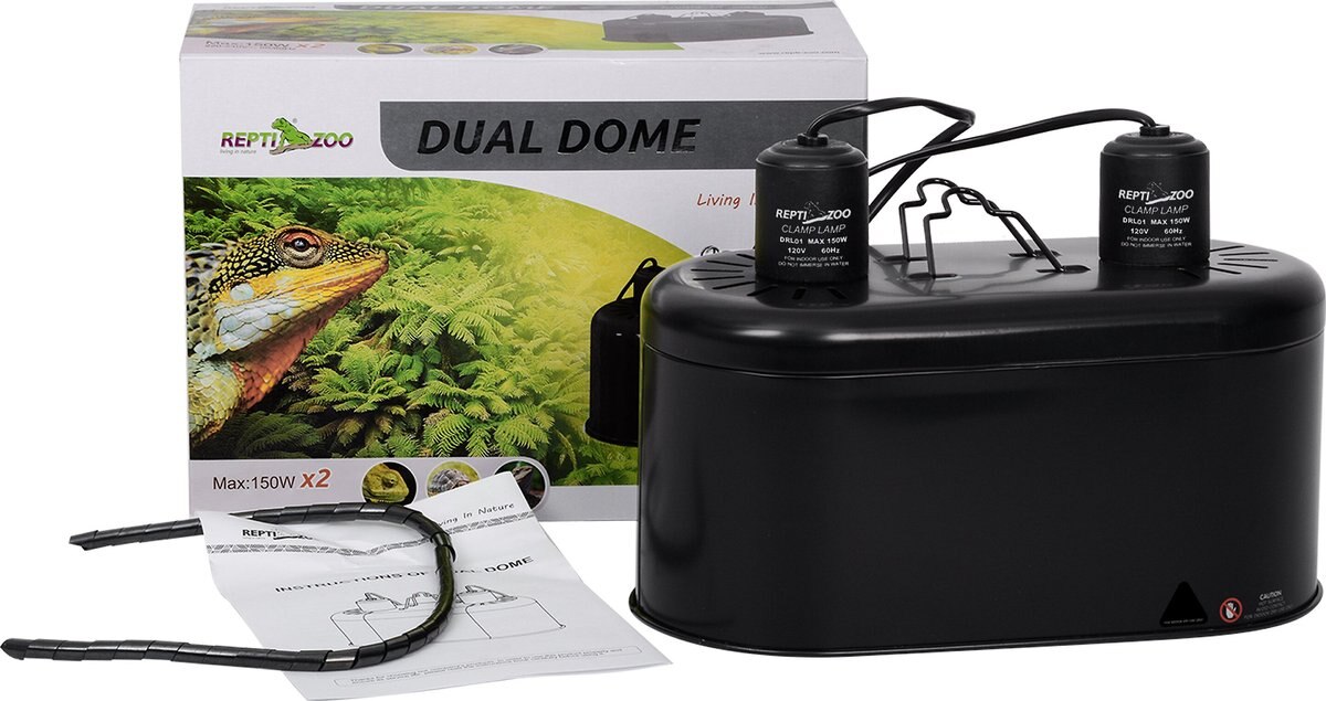 REPTI ZOO Dual Dome Reptile Heat Lighting Kit