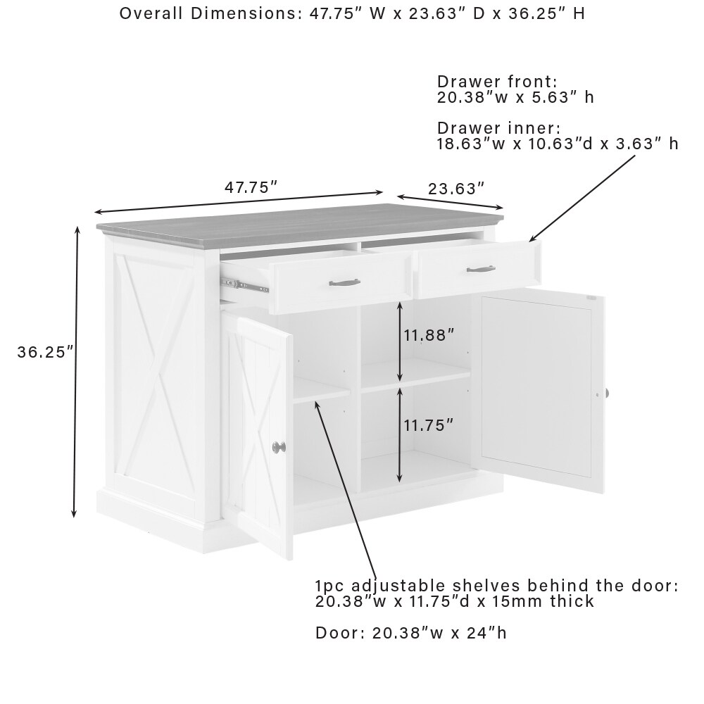 Crosley Clifton Kitchen Island W/Uph Saddle Stools   43\