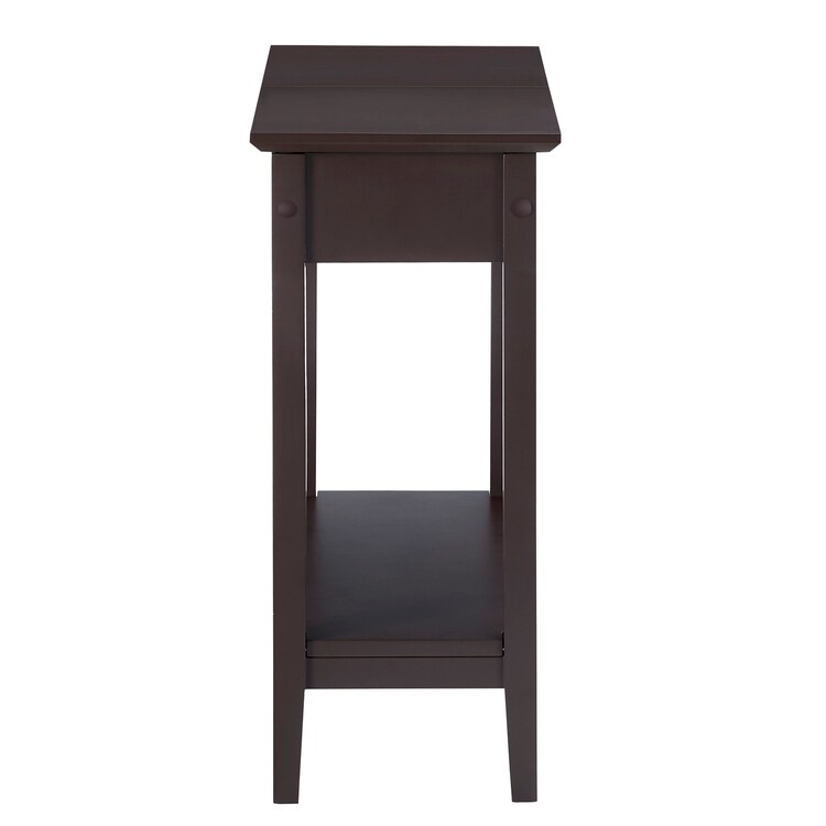 Roxy Narrow Wooden Flip Top End Table with Storage  Nesting Side Table with Storage Shelf for Small Spaces