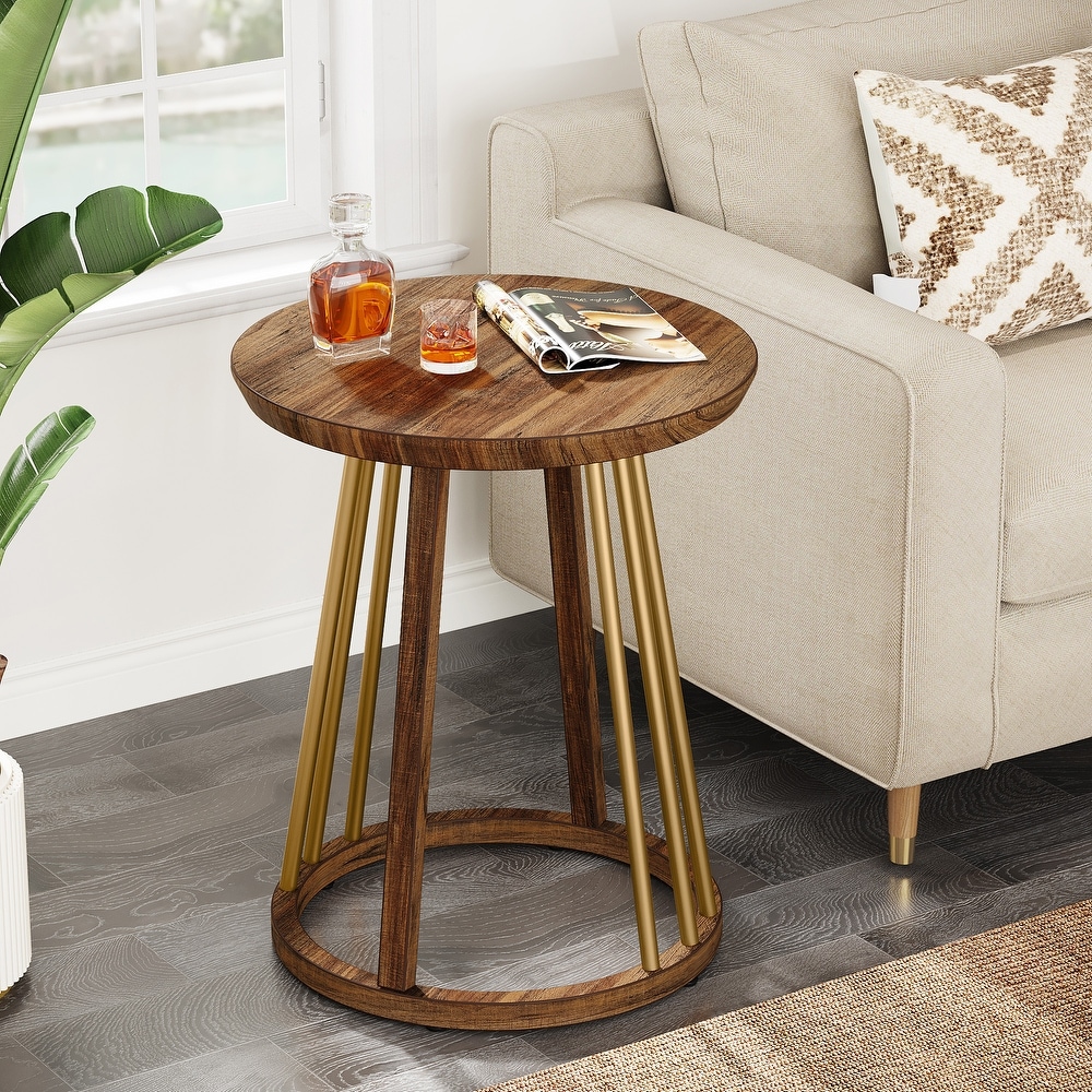 Round Side Table Gold End Table Modern Round Bedside Table Sofa Side Table