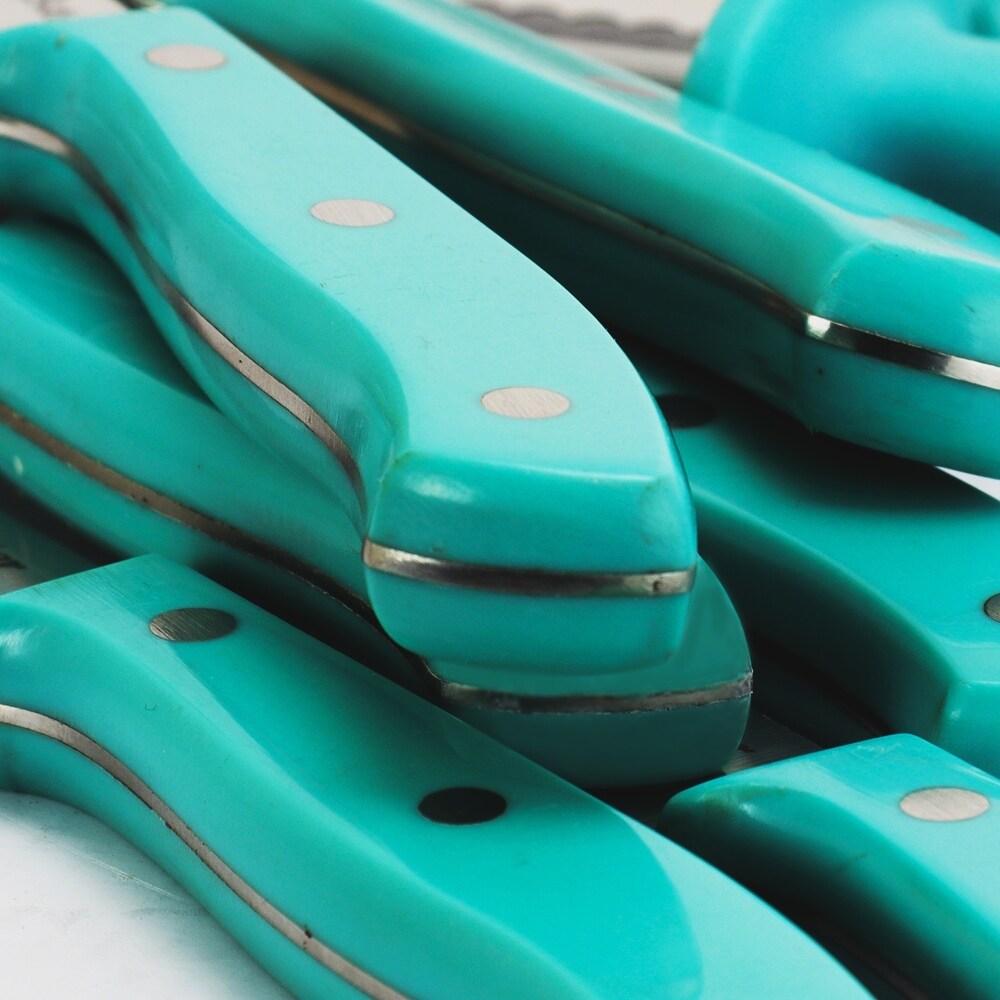 14 Piece Lightweight Stainless Steel Cutlery Set with Teal