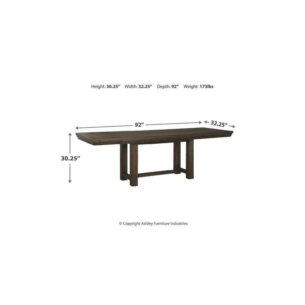 Dellbeck Brown Rectangular Dining Room Table with Leaves   Standard