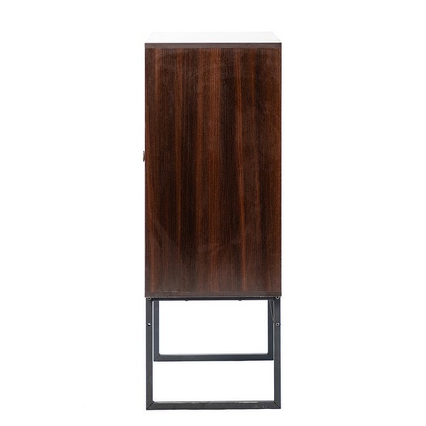 2-Door Accent Cabinet with Interior Shelves and Black Metal Base