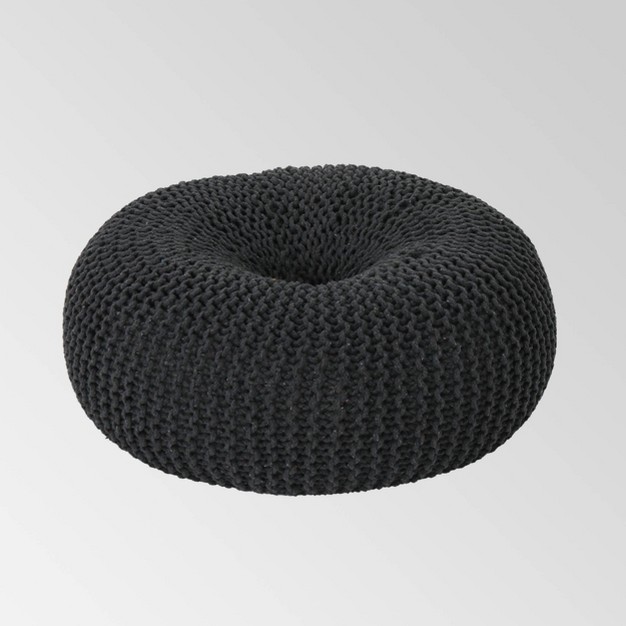 Burley Knitted Donut Pouf Dark Gray Christopher Knight Home