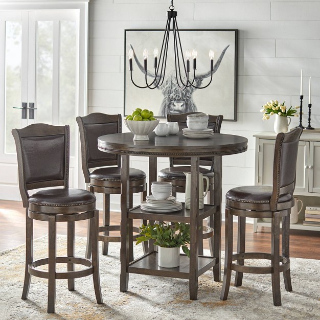 5pc Adam Round Pub Dining Set Brown Buylateral